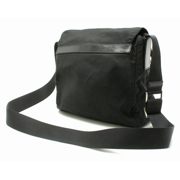 Prada Crossbody Bag Shoulder Leather Black Nylon Vela - Picture 1 of 9